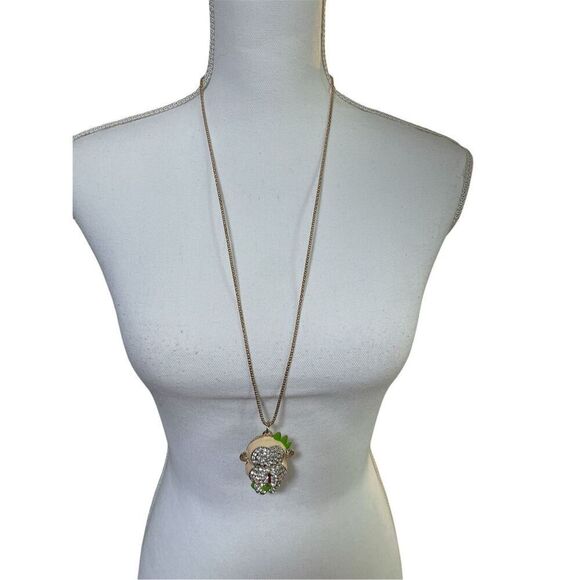 Betsey Johnson Rhinestone Large Monkey Face Rare Necklace Pendant - Picture 1 of 9